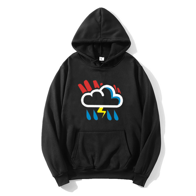 Kvinnors hoodie med glädjefyllt vädermotiv Mirla-Eva Jonsson
