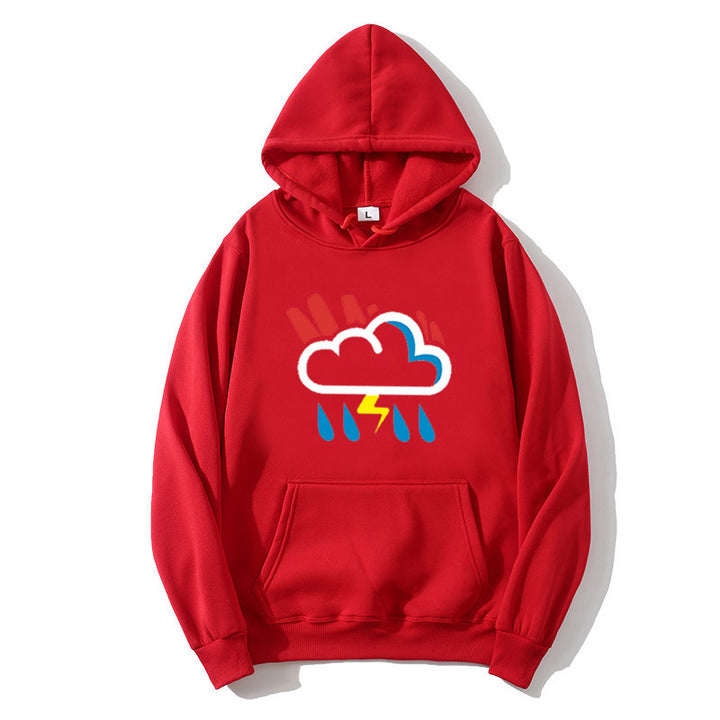Kvinnors hoodie med glädjefyllt vädermotiv Mirla-Eva Jonsson