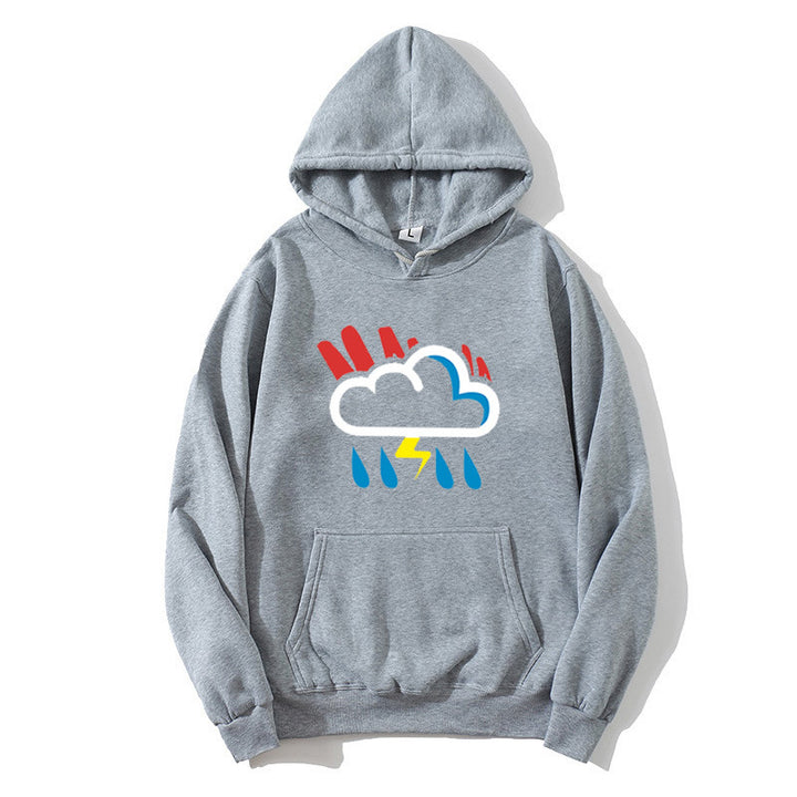 Kvinnors hoodie med glädjefyllt vädermotiv Mirla-Eva Jonsson