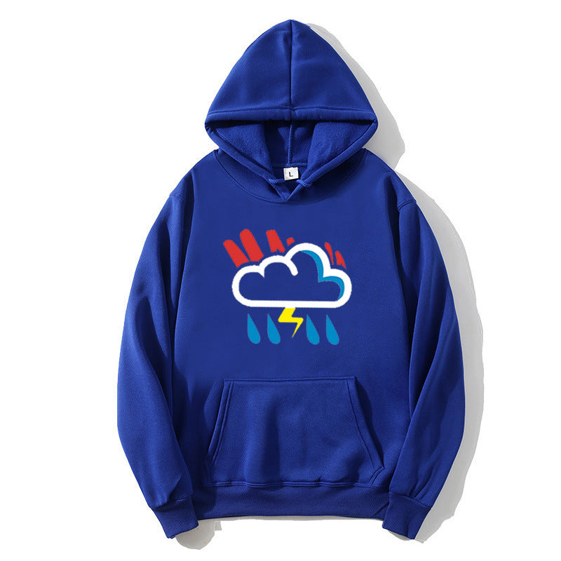 Kvinnors hoodie med glädjefyllt vädermotiv Mirla-Eva Jonsson