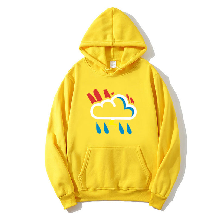 Kvinnors hoodie med glädjefyllt vädermotiv Mirla-Eva Jonsson
