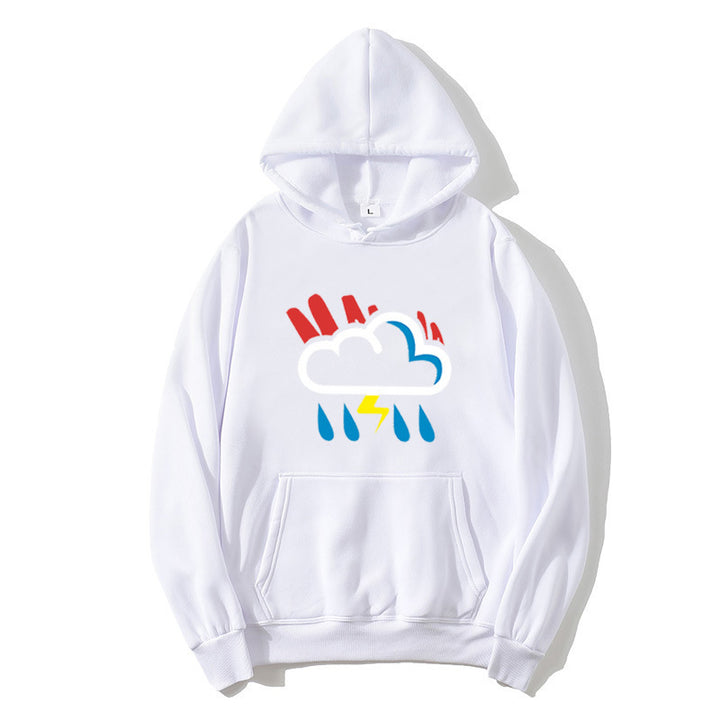Kvinnors hoodie med glädjefyllt vädermotiv Mirla-Eva Jonsson