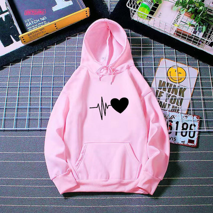 Kvinnors hoodie med hjärtslagmotivet Mirla-Eva Jonsson