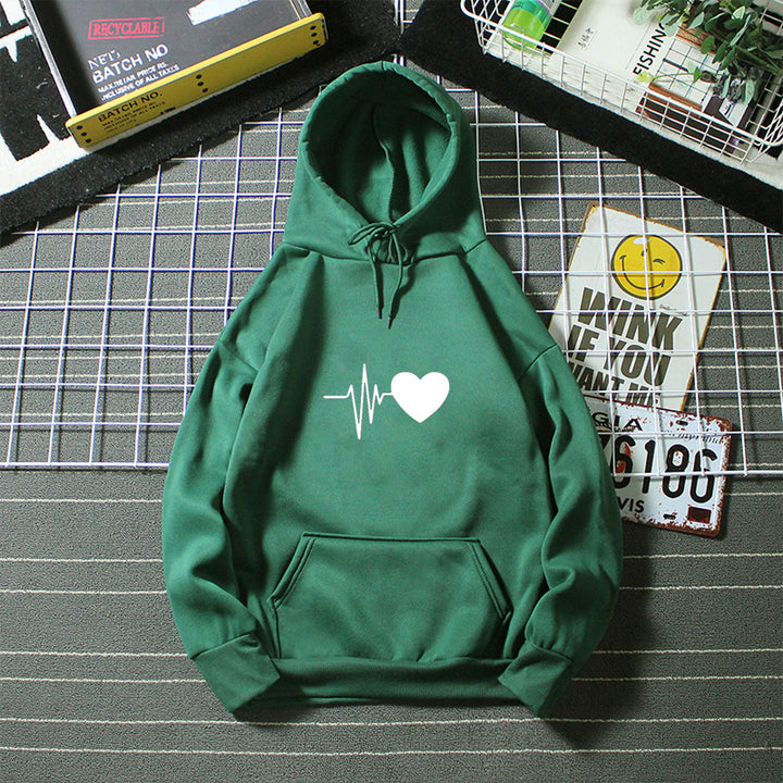 Kvinnors hoodie med hjärtslagmotivet Mirla-Eva Jonsson