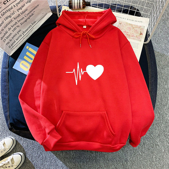 Kvinnors hoodie med hjärtslagmotivet Mirla-Eva Jonsson