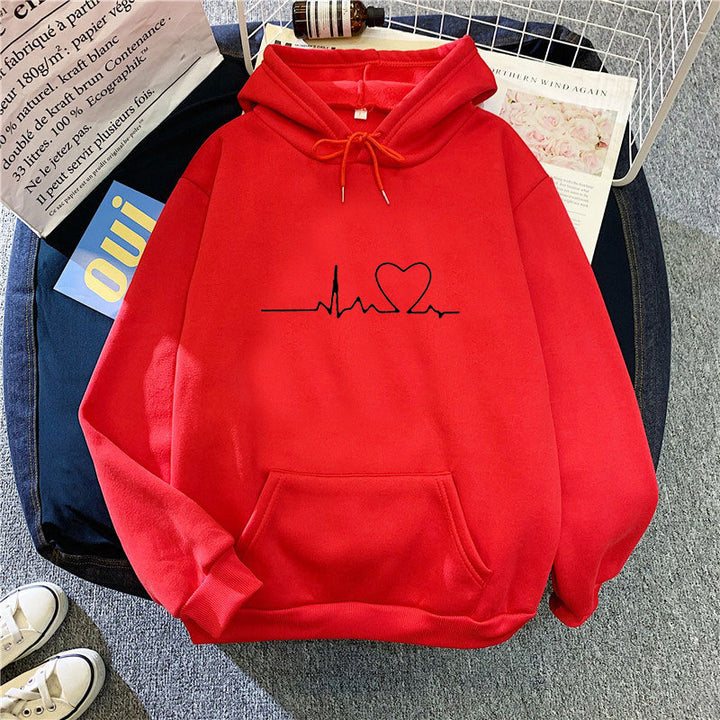 Kvinnors hoodie med hjärtslagsmotiv Mirla-Eva Jonsson