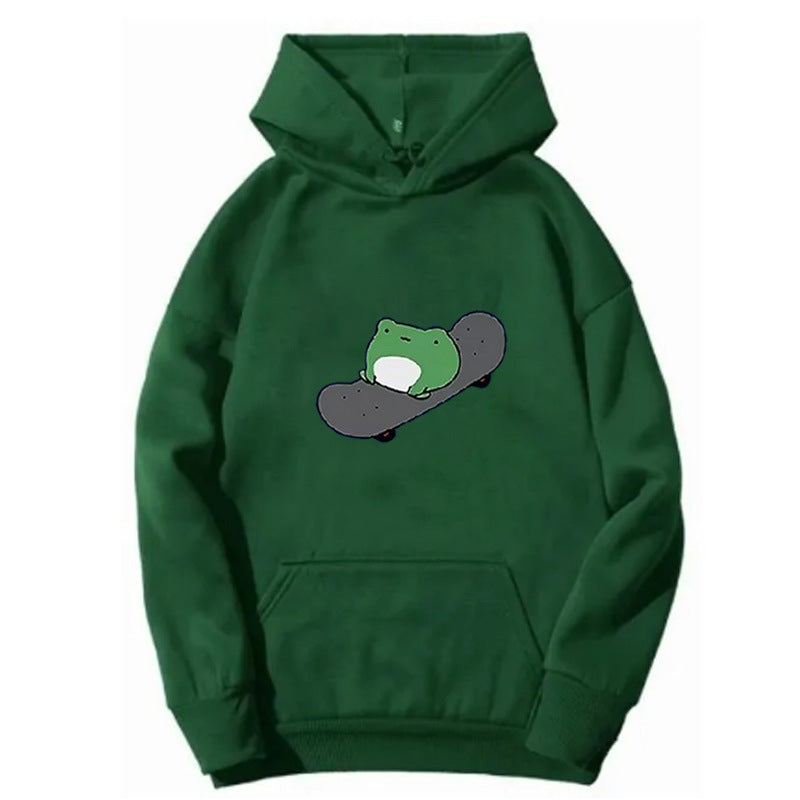Kvinnors hoodie med humoristisk groddesign Mirla-Eva Jonsson