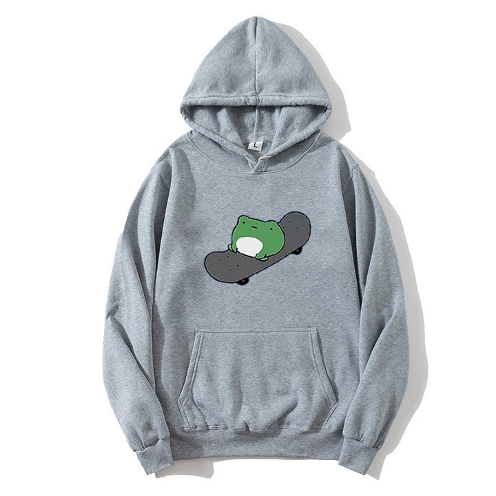 Kvinnors hoodie med humoristisk groddesign Mirla-Eva Jonsson
