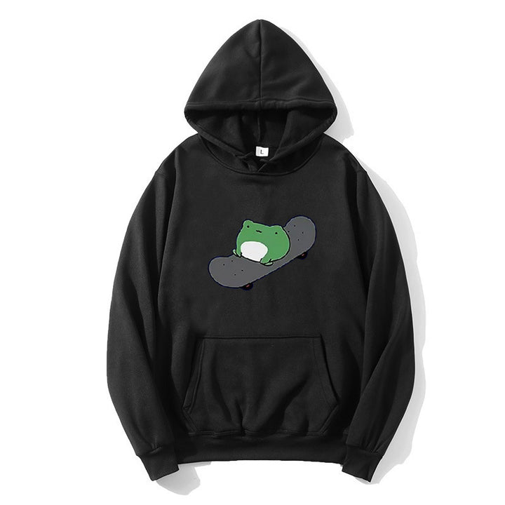 Kvinnors hoodie med humoristisk groddesign Mirla-Eva Jonsson