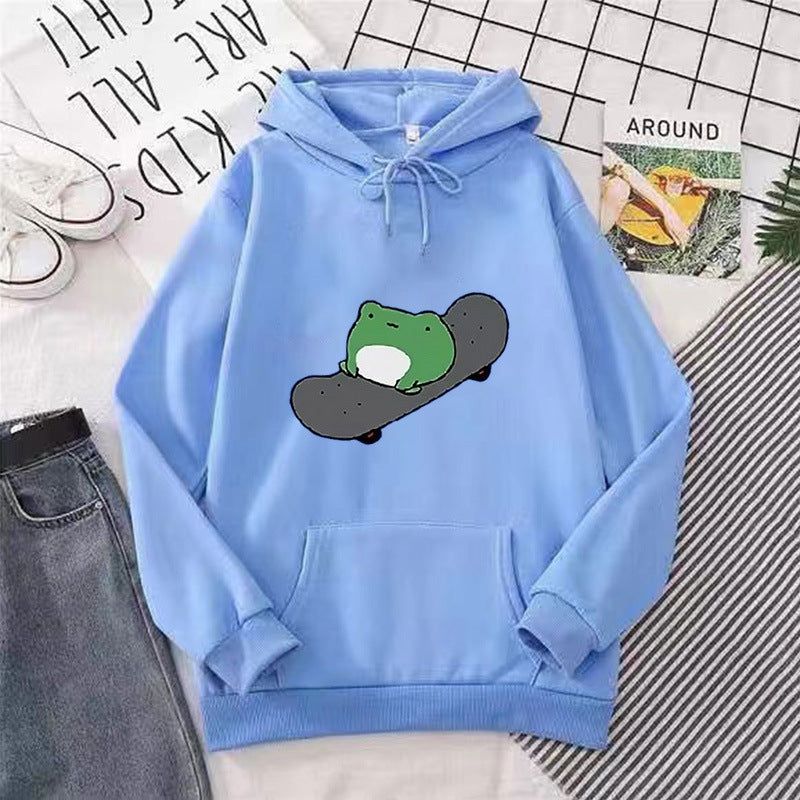 Kvinnors hoodie med humoristisk groddesign Mirla-Eva Jonsson