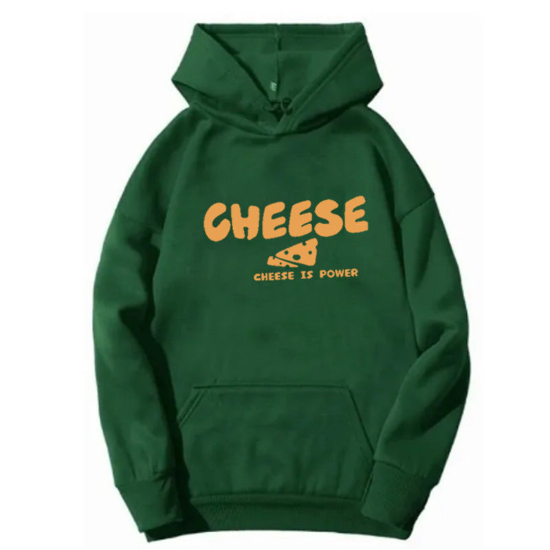 Kvinnors hoodie med humoristisk ostdesign Mirla-Eva Jonsson
