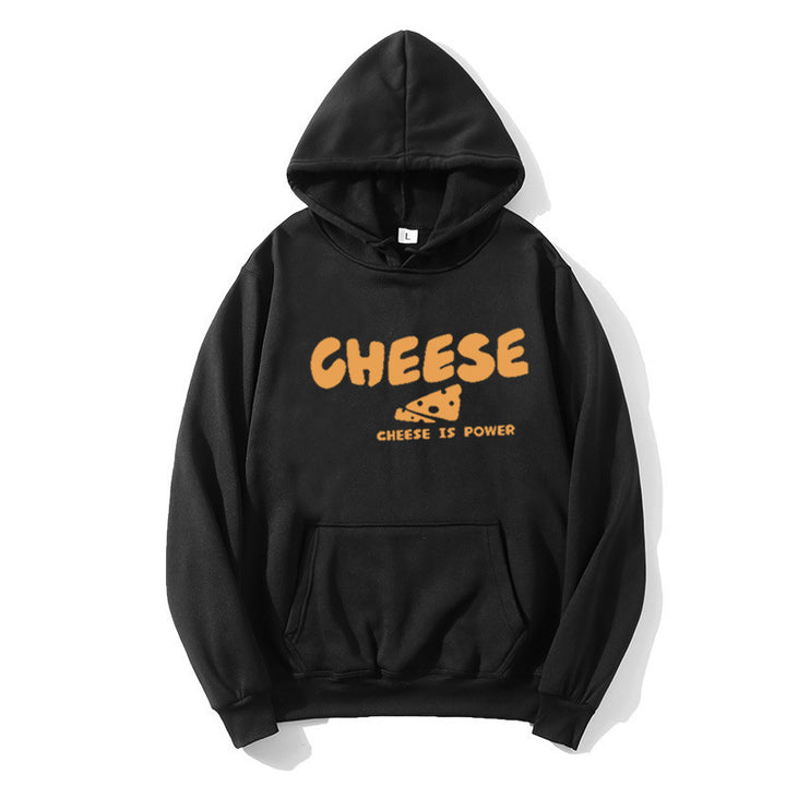 Kvinnors hoodie med humoristisk ostdesign Mirla-Eva Jonsson