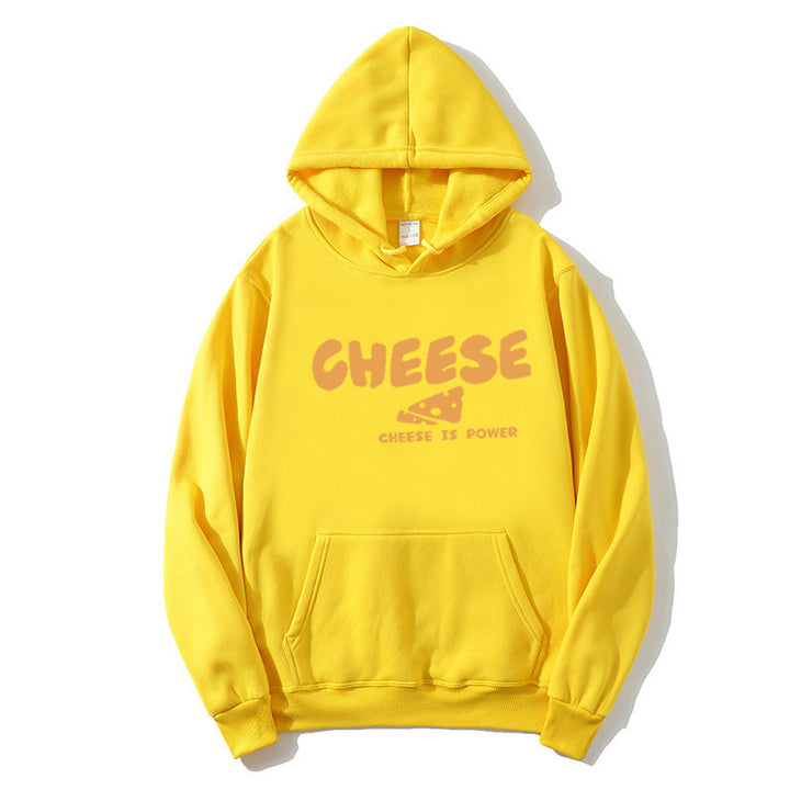 Kvinnors hoodie med humoristisk ostdesign Mirla-Eva Jonsson