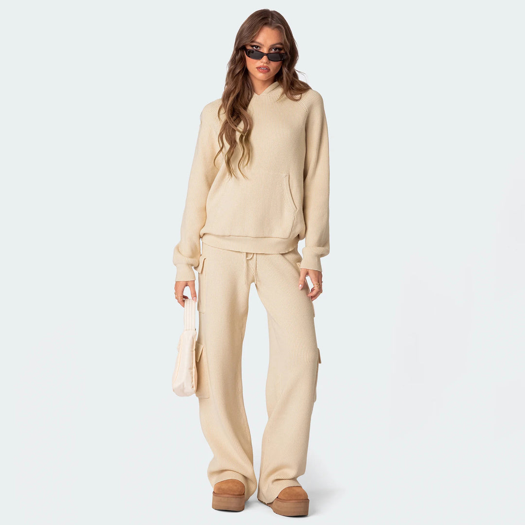 Kvinnors hoodie med huva och mjukt våffelmönster Mirla-Eva Jonsson