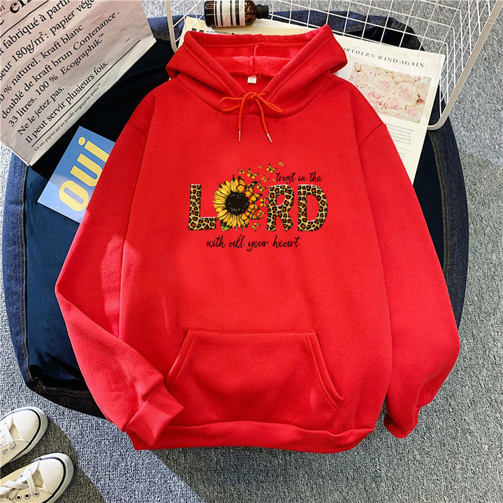 Kvinnors hoodie med inspirerande solrosdesign Mirla-Eva Jonsson