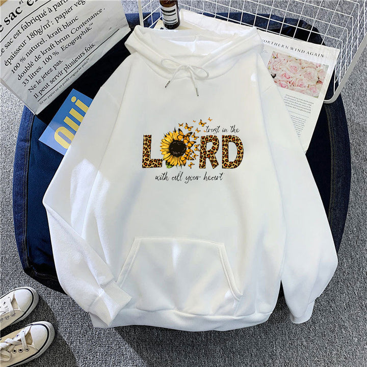 Kvinnors hoodie med inspirerande solrosdesign Mirla-Eva Jonsson