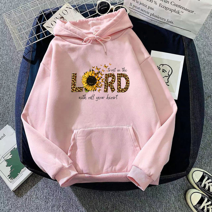 Kvinnors hoodie med inspirerande solrosdesign Mirla-Eva Jonsson