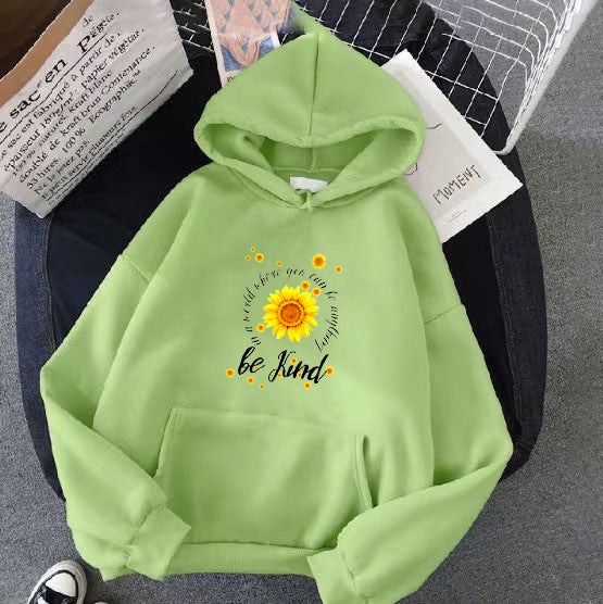 Kvinnors hoodie med inspirerande solrosdesign Mirla-Eva Jonsson