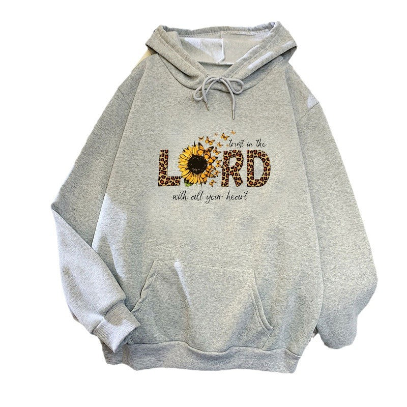 Kvinnors hoodie med inspirerande solrosdesign Mirla-Eva Jonsson
