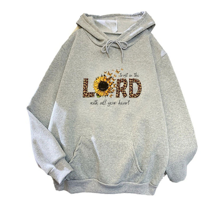 Kvinnors hoodie med inspirerande solrosdesign Mirla-Eva Jonsson