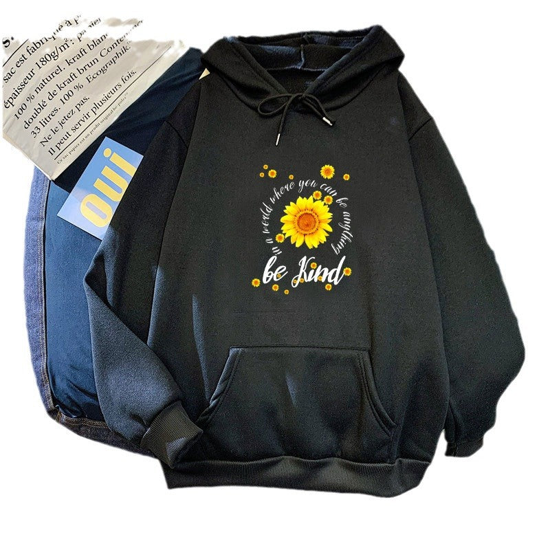Kvinnors hoodie med inspirerande solrosdesign Mirla-Eva Jonsson