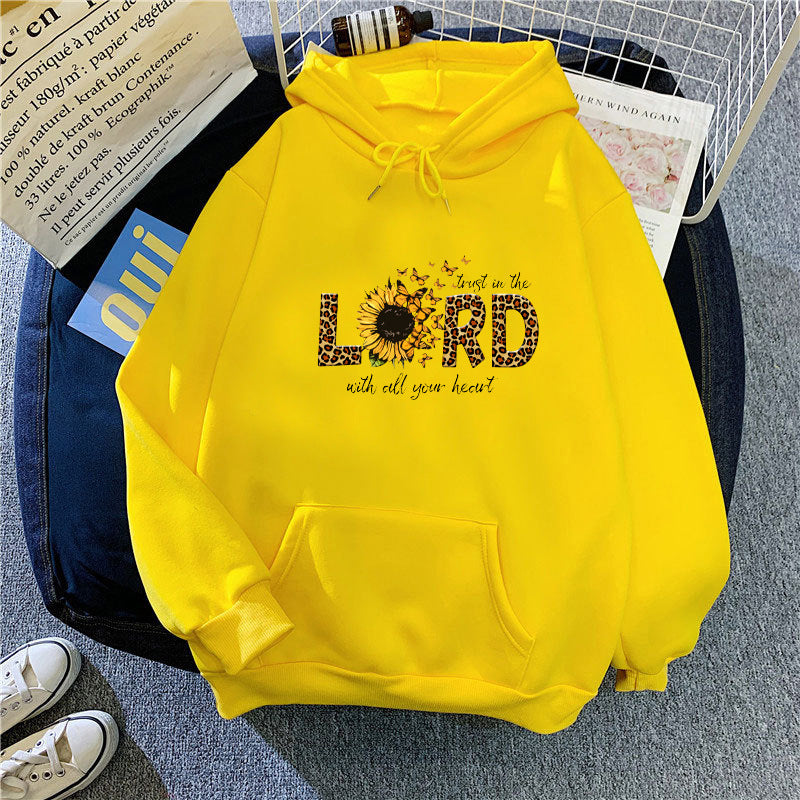 Kvinnors hoodie med inspirerande solrosdesign Mirla-Eva Jonsson