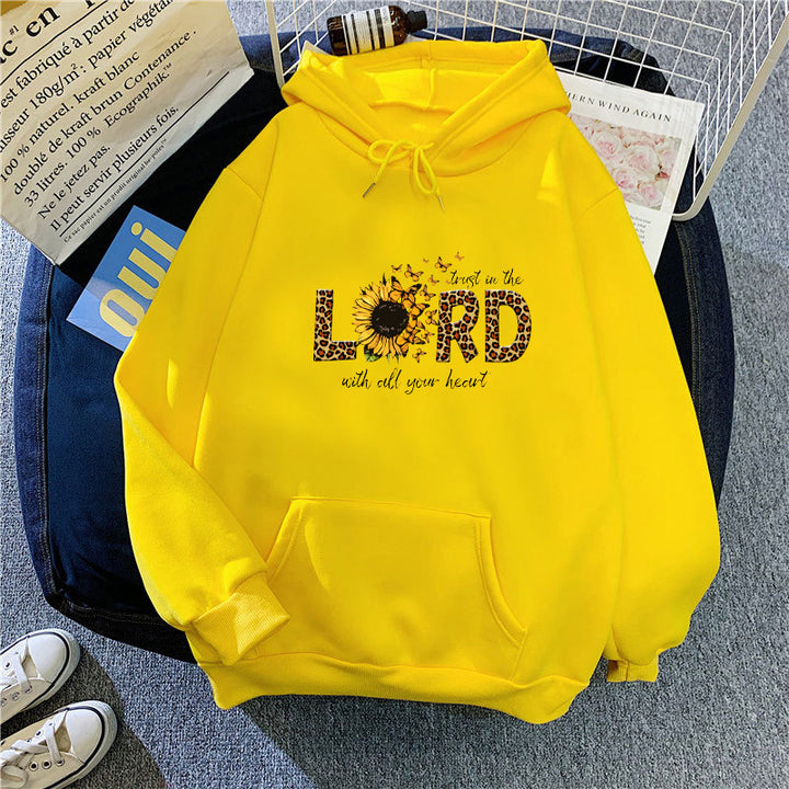 Kvinnors hoodie med inspirerande solrosdesign Mirla-Eva Jonsson