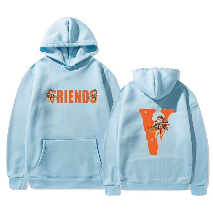 Kvinnors hoodie med karakteristiskt fram- och baktryck Mirla-Eva Jonsson