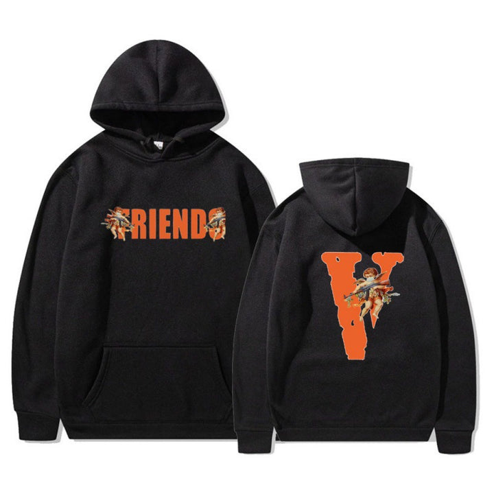 Kvinnors hoodie med karakteristiskt fram- och baktryck Mirla-Eva Jonsson