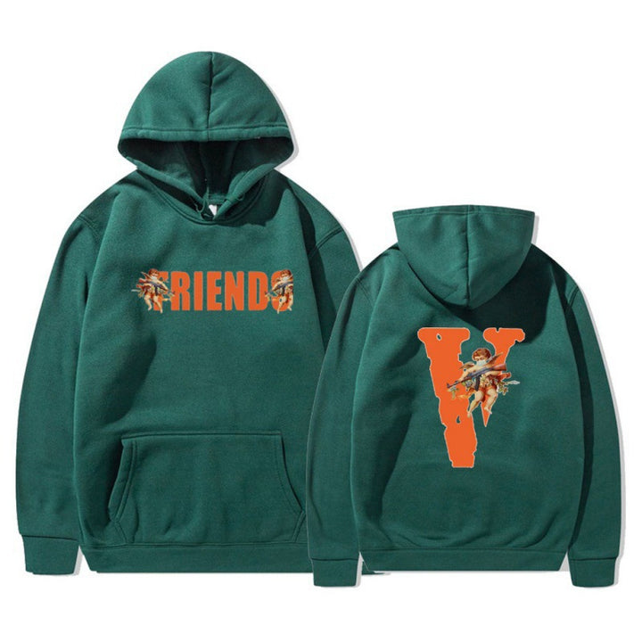 Kvinnors hoodie med karakteristiskt fram- och baktryck Mirla-Eva Jonsson