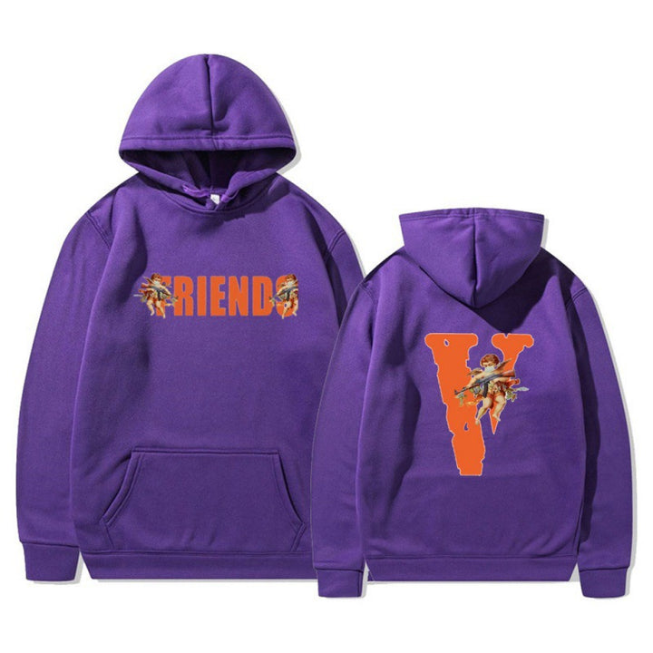 Kvinnors hoodie med karakteristiskt fram- och baktryck Mirla-Eva Jonsson