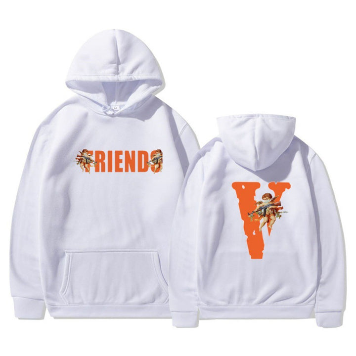 Kvinnors hoodie med karakteristiskt fram- och baktryck Mirla-Eva Jonsson