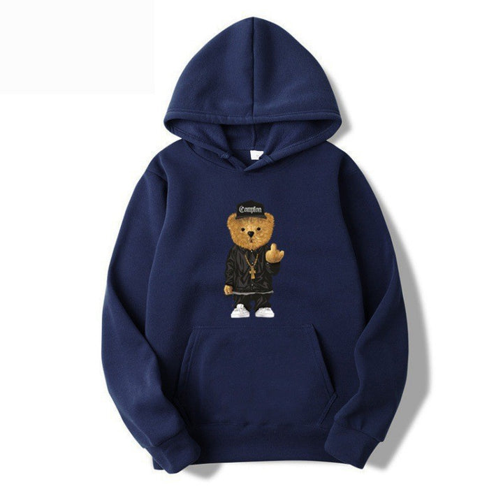Kvinnors hoodie med konstnärlig björn-design och känguruficka Mirla-Eva Jonsson