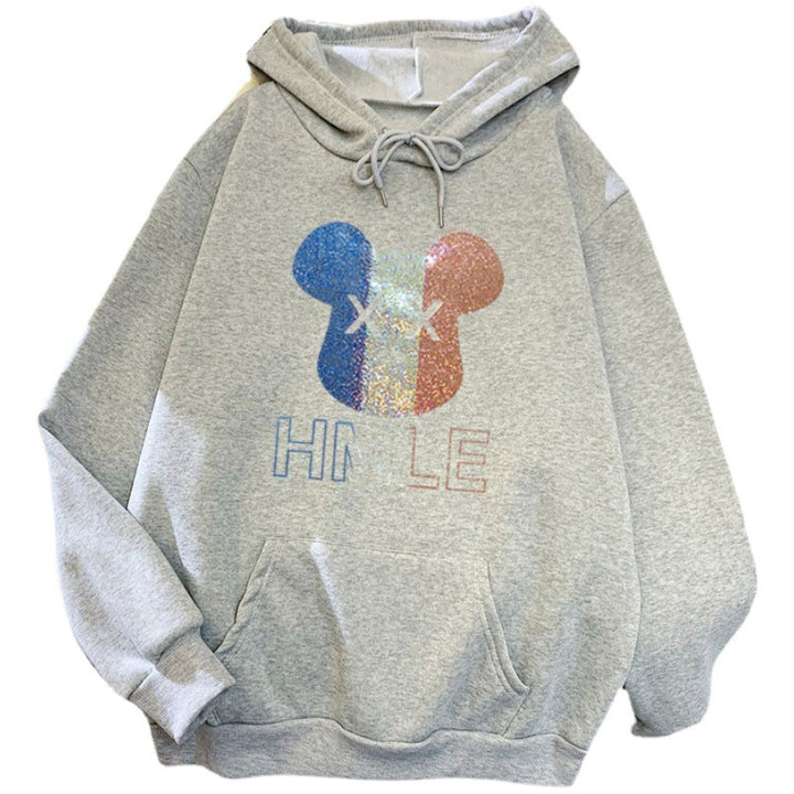 Kvinnors hoodie med konstnärlig björnmotiv Mirla-Eva Jonsson