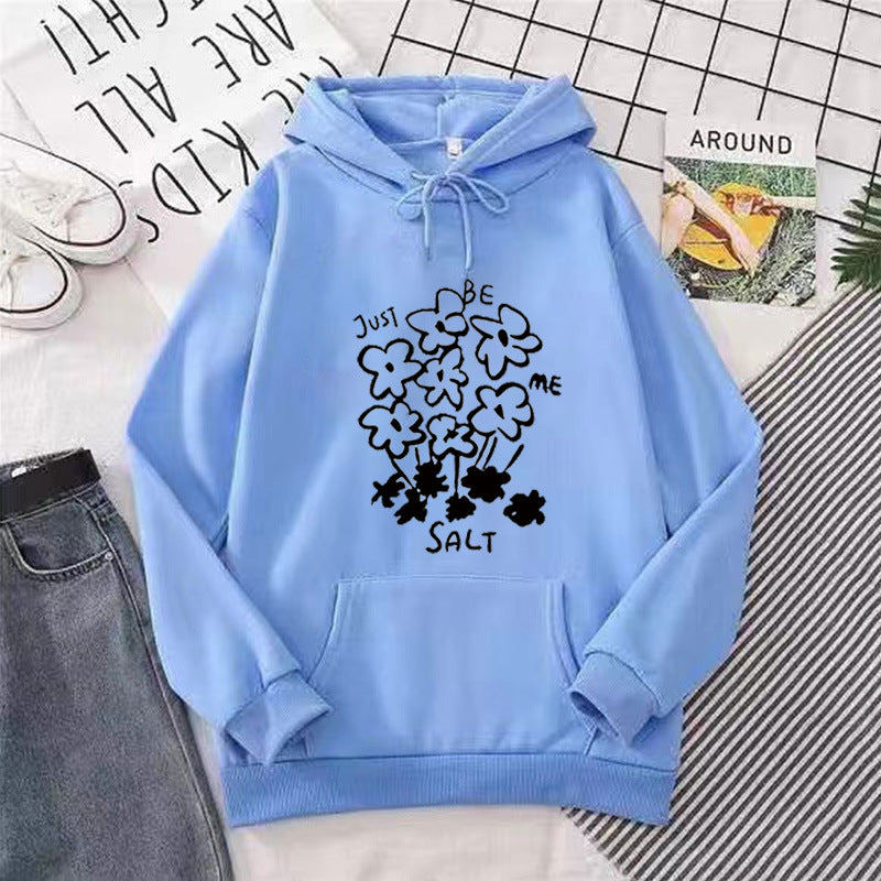 Kvinnors hoodie med konstnärlig blommotif Mirla-Eva Jonsson