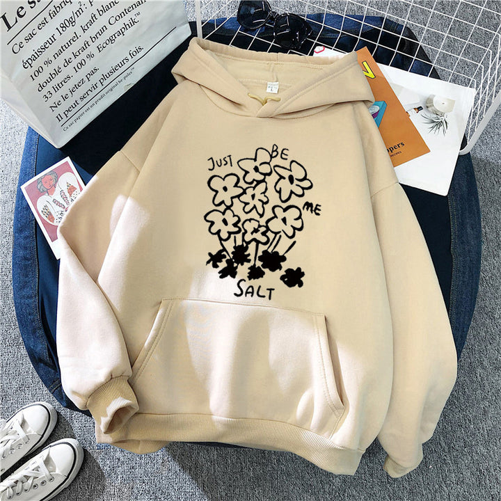 Kvinnors hoodie med konstnärlig blommotif Mirla-Eva Jonsson