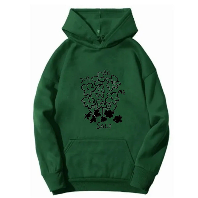 Kvinnors hoodie med konstnärlig blommotif Mirla-Eva Jonsson