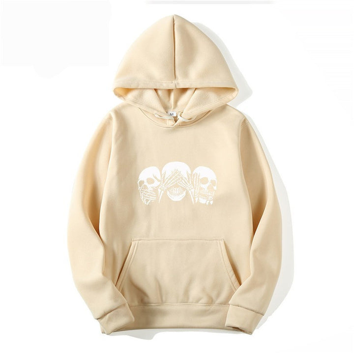 Kvinnors hoodie med konstnärlig dödskalle design Mirla-Eva Jonsson