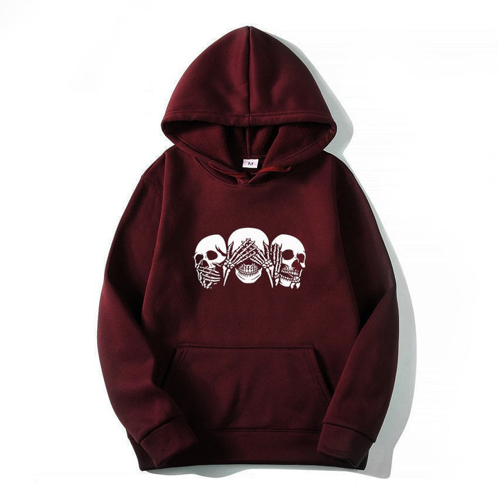 Kvinnors hoodie med konstnärlig dödskalle design Mirla-Eva Jonsson