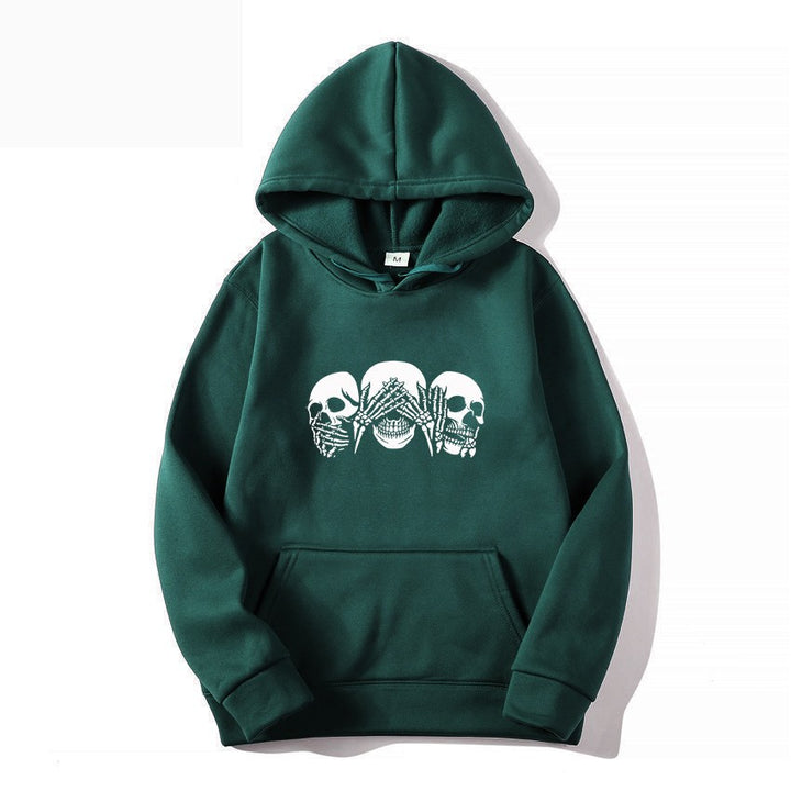Kvinnors hoodie med konstnärlig dödskalle design Mirla-Eva Jonsson