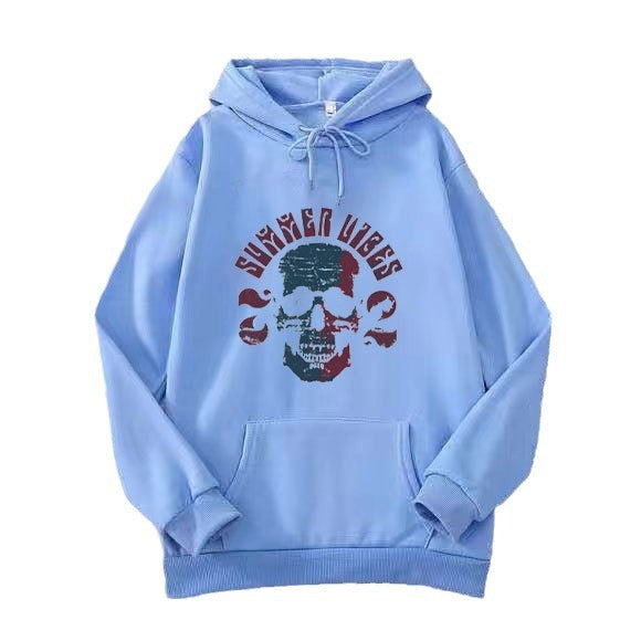 Kvinnors hoodie med konstnärlig dödskalle design Mirla-Eva Jonsson