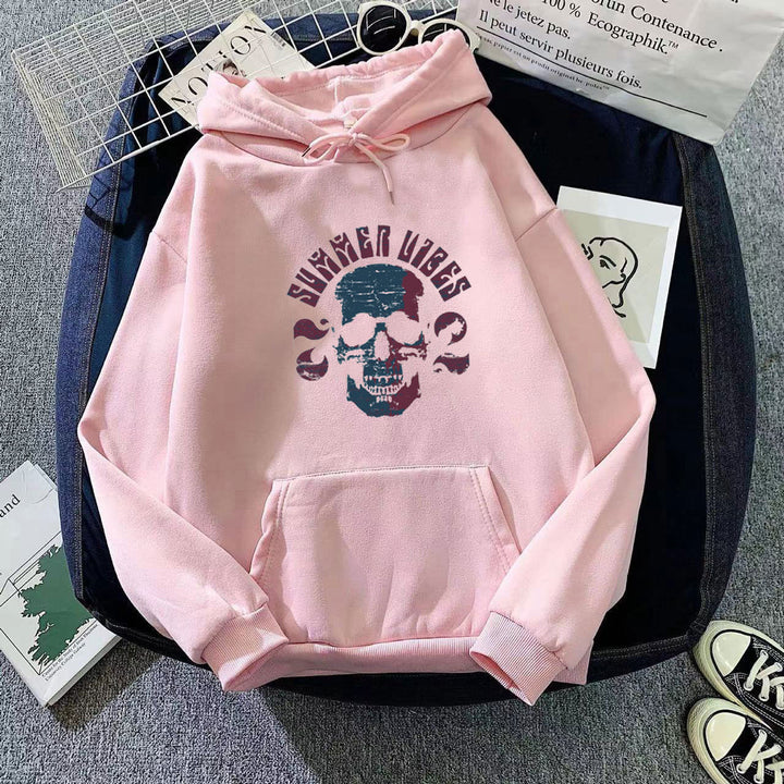 Kvinnors hoodie med konstnärlig dödskalle design Mirla-Eva Jonsson