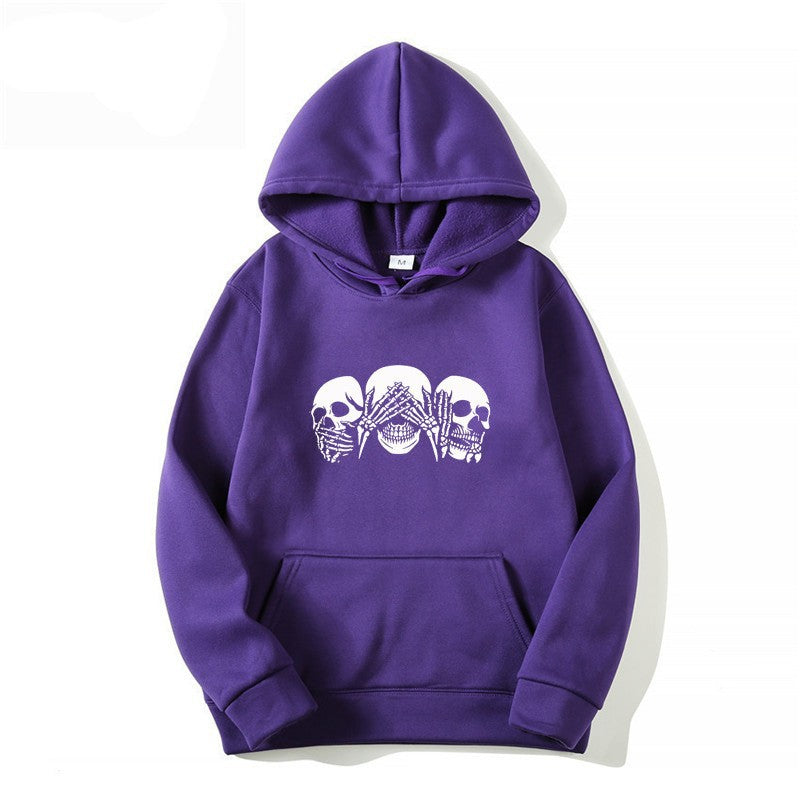Kvinnors hoodie med konstnärlig dödskalle design Mirla-Eva Jonsson