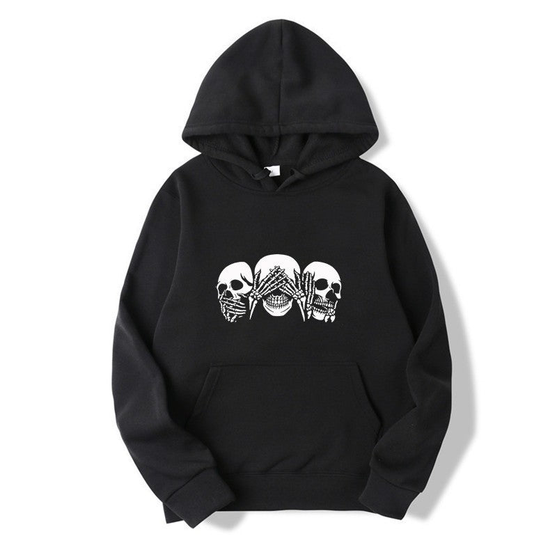 Kvinnors hoodie med konstnärlig dödskalle design Mirla-Eva Jonsson