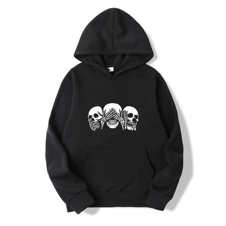 Kvinnors hoodie med konstnärlig dödskalle design Mirla-Eva Jonsson