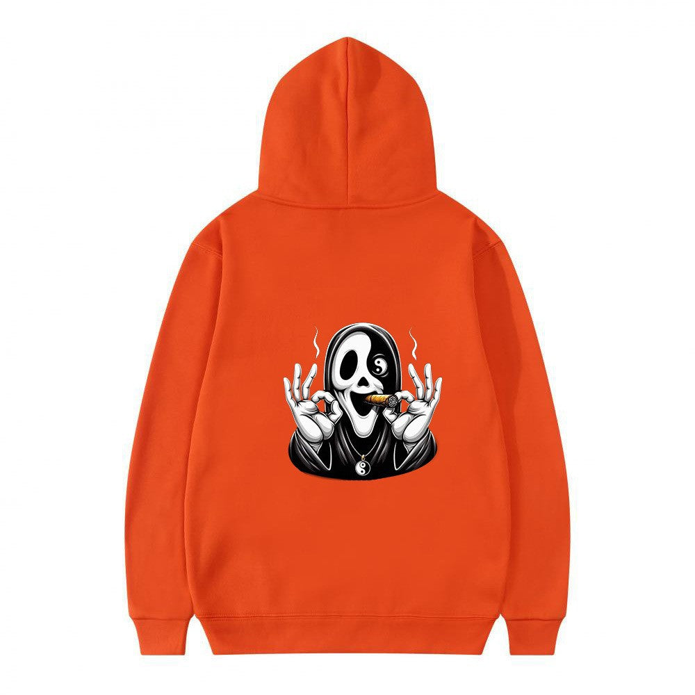 Kvinnors hoodie med konstnärlig dödskalletryck och avslappnad passform Mirla-Eva Jonsson