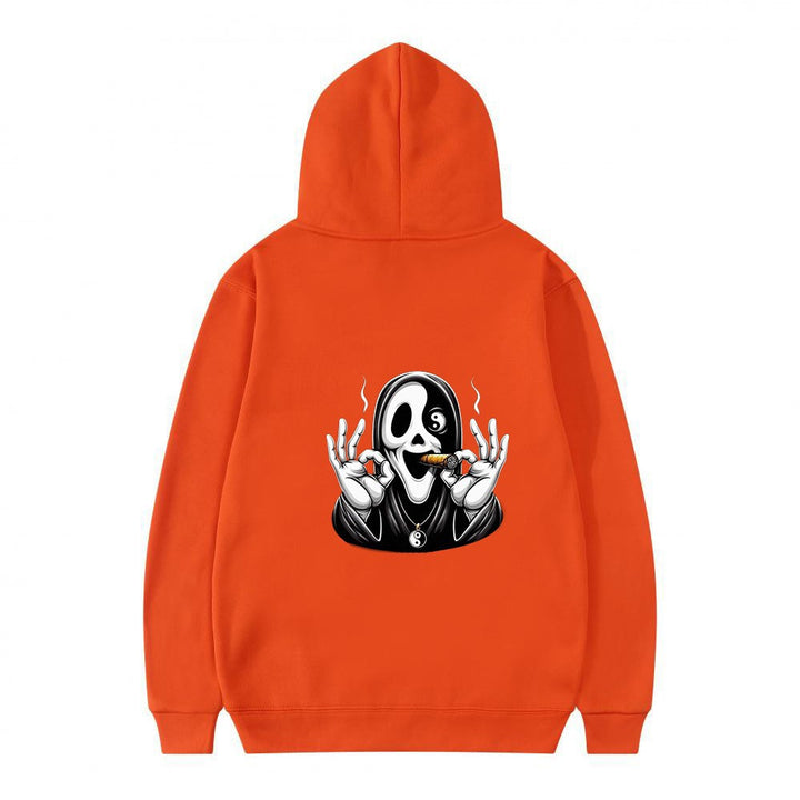 Kvinnors hoodie med konstnärlig dödskalletryck och avslappnad passform Mirla-Eva Jonsson