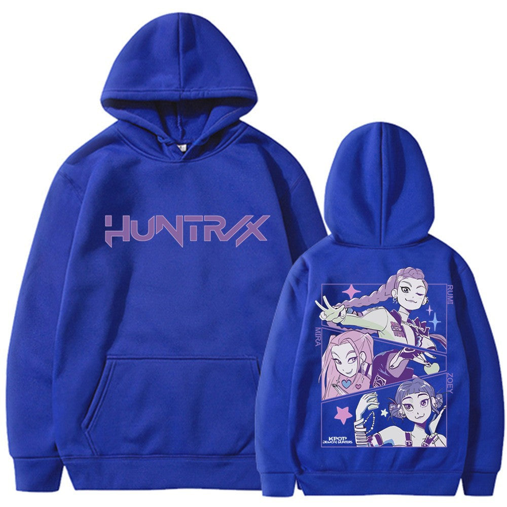 Kvinnors hoodie med konstnärligt animetryck Mirla-Eva Jonsson