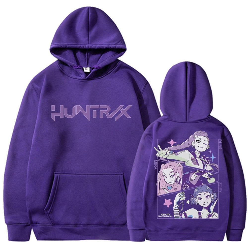 Kvinnors hoodie med konstnärligt animetryck Mirla-Eva Jonsson