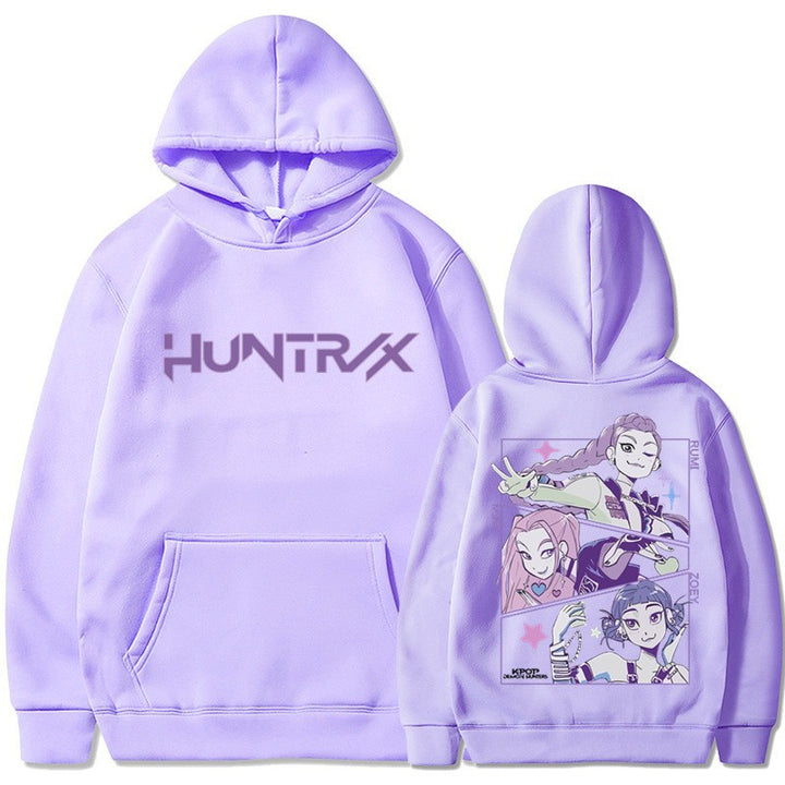 Kvinnors hoodie med konstnärligt animetryck Mirla-Eva Jonsson